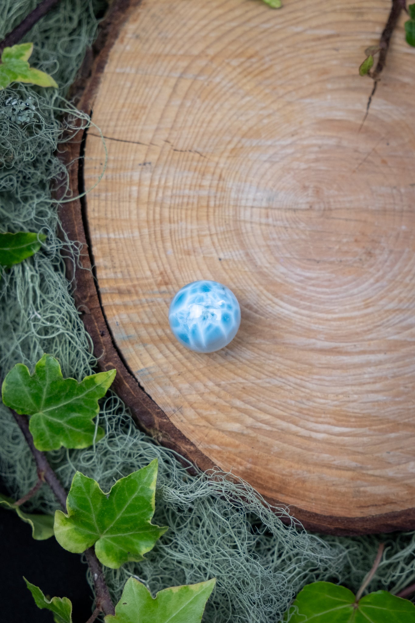 Larimar Sphere High Grade Crystal Stone Gem Genuine Authentic Rare Ethically Sourced Blue Larimar from Dominican Republic for Calm Healing