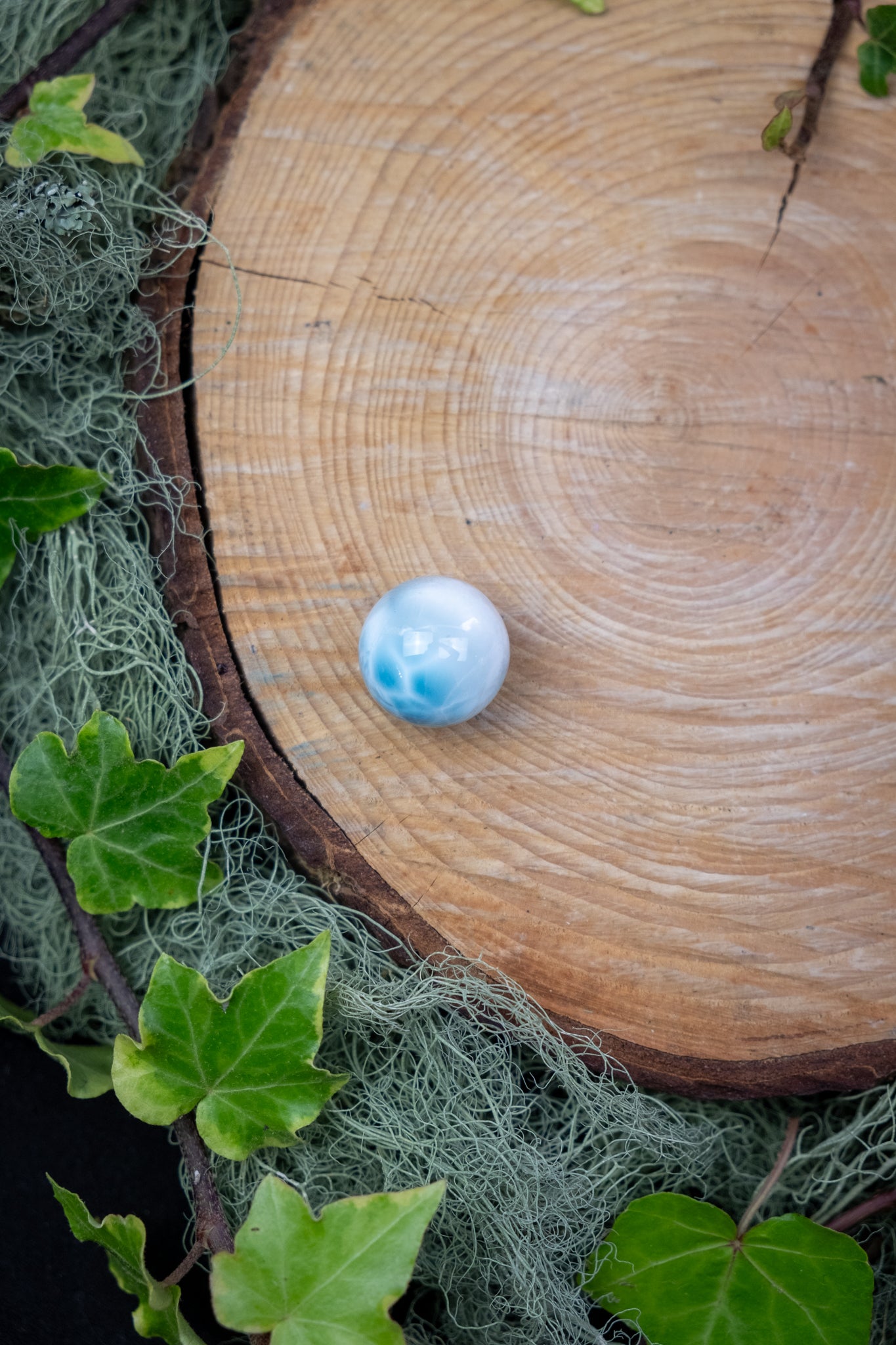 Larimar Sphere High Grade Crystal Stone Gem Genuine Authentic Rare Ethically Sourced Blue Larimar from Dominican Republic for Calm Healing