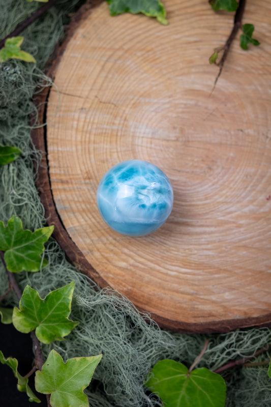 Larimar Sphere High Grade Crystal Stone Gem Genuine Authentic Rare Ethically Sourced Blue Larimar from Dominican Republic for Calm Healing