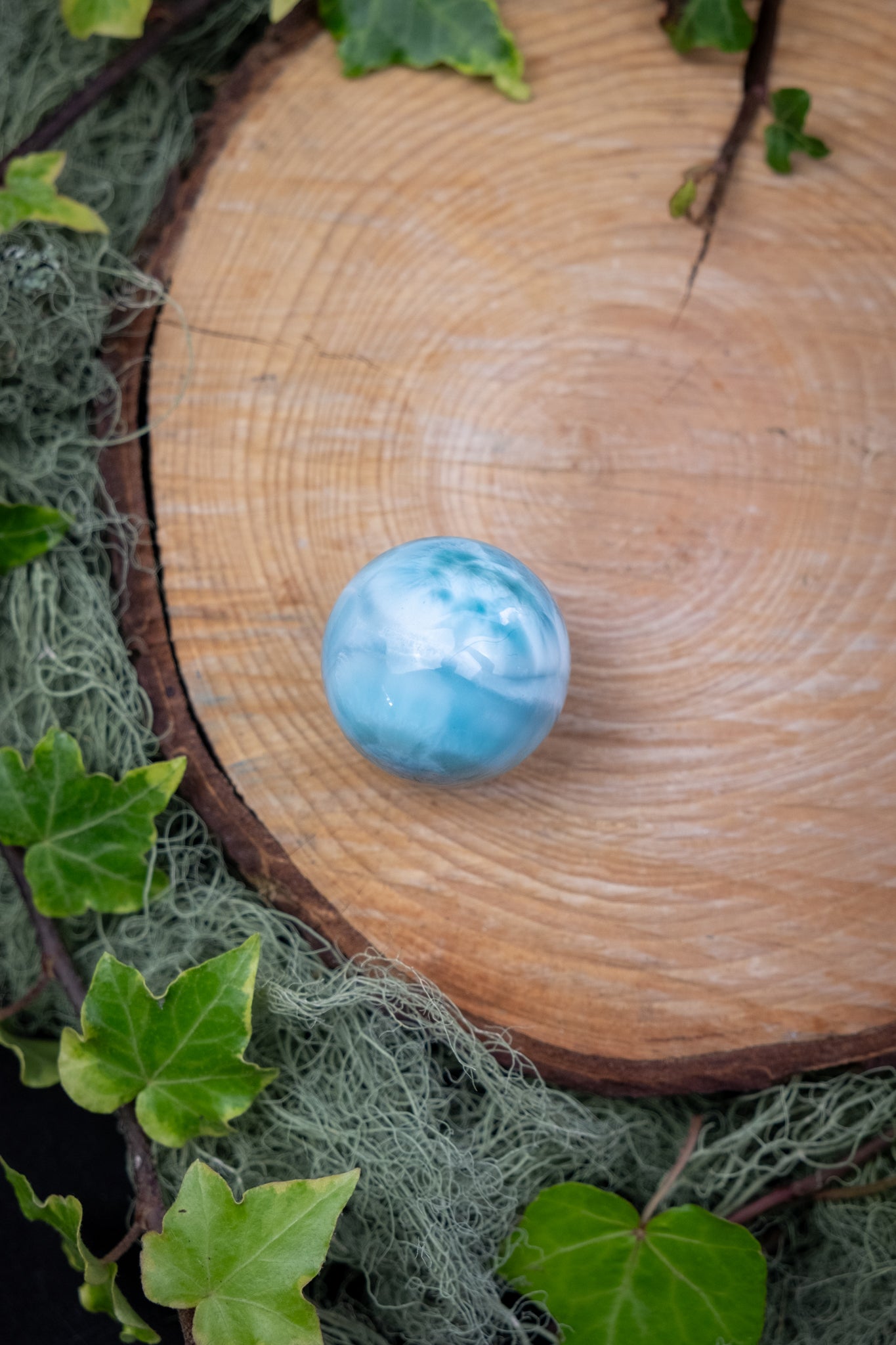 Larimar Sphere High Grade Crystal Stone Gem Genuine Authentic Rare Ethically Sourced Blue Larimar from Dominican Republic for Calm Healing