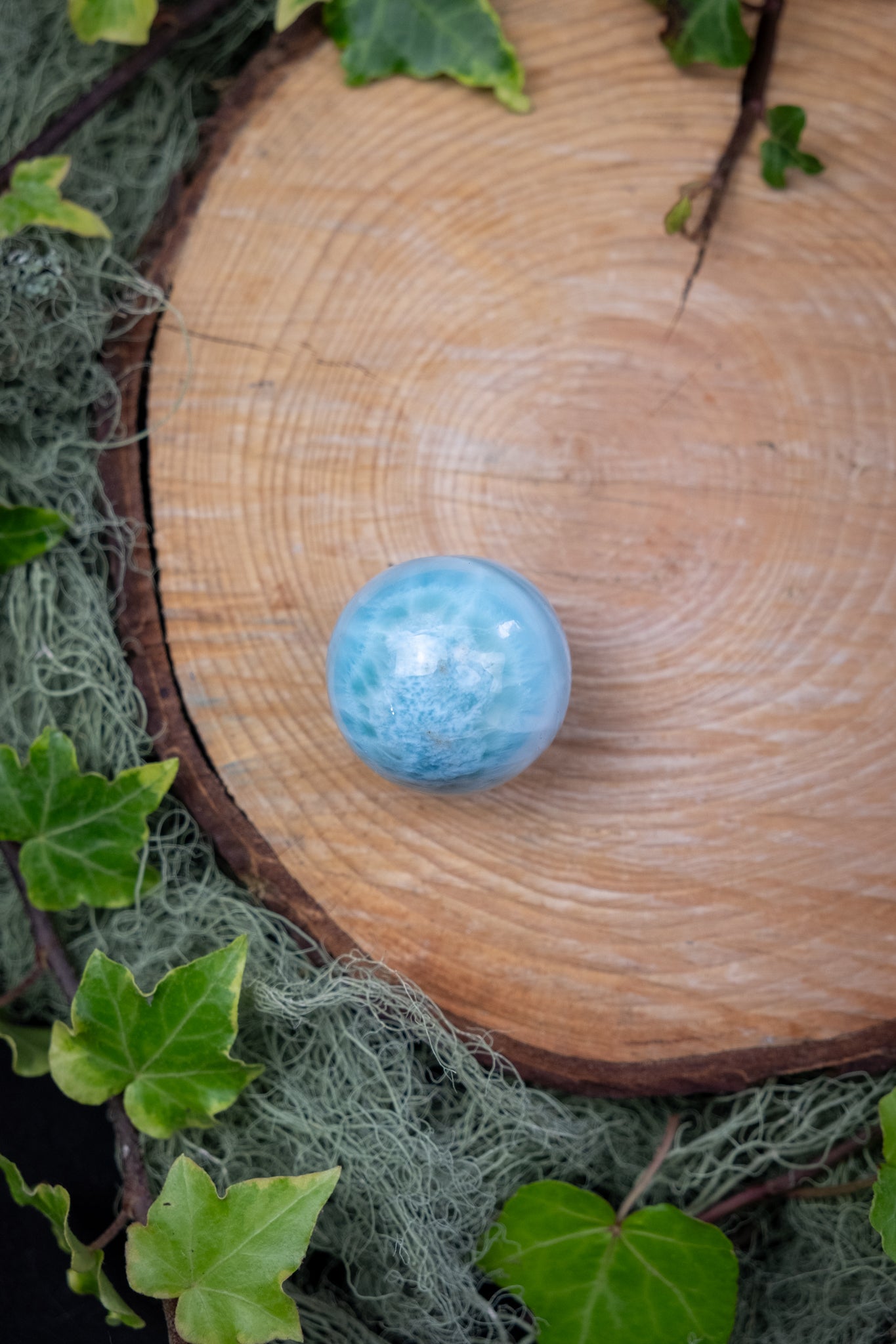 Larimar Sphere High Grade Crystal Stone Gem Genuine Authentic Rare Ethically Sourced Blue Larimar from Dominican Republic for Calm Healing