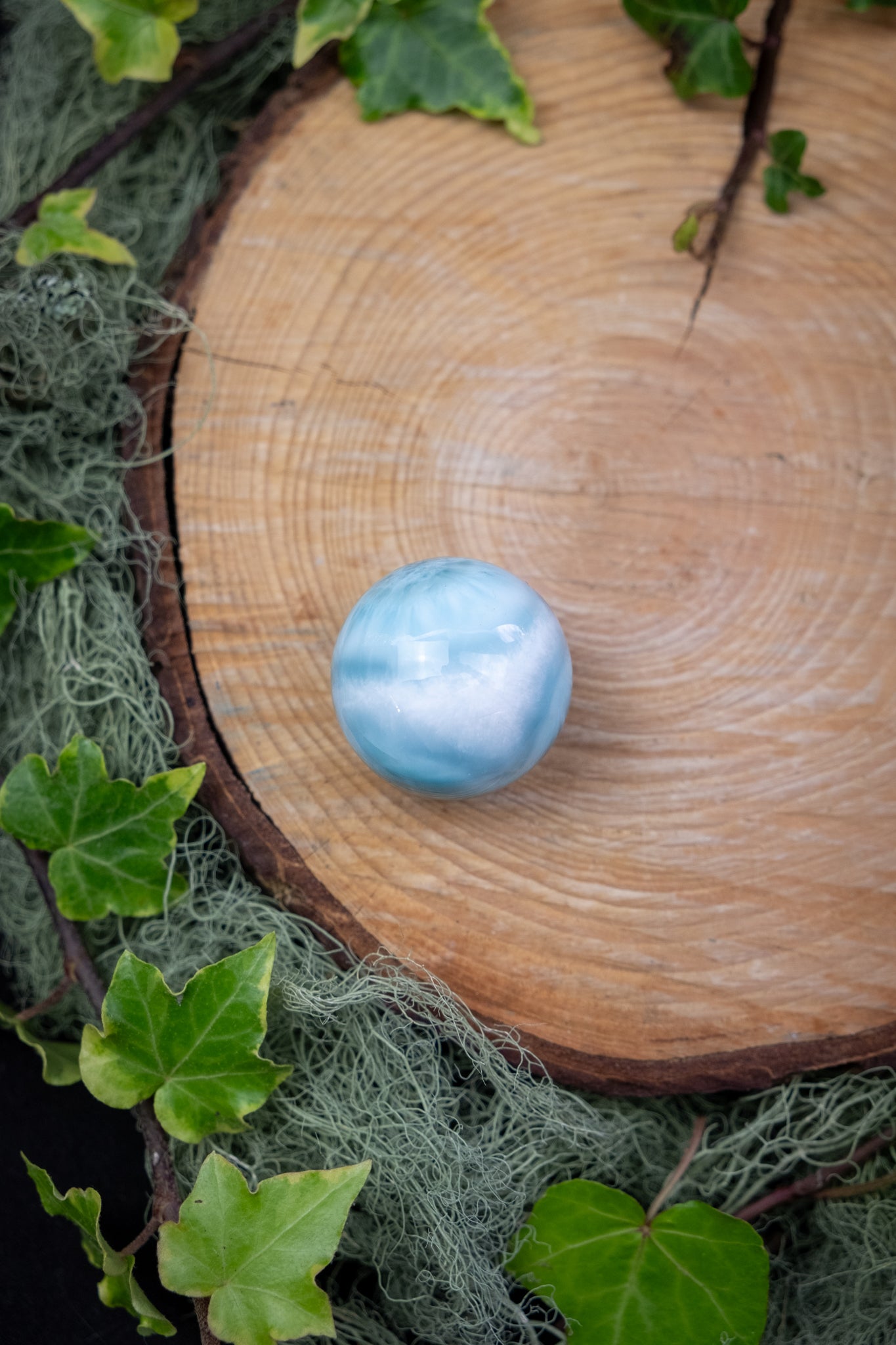 Larimar Sphere High Grade Crystal Stone Gem Genuine Authentic Rare Ethically Sourced Blue Larimar from Dominican Republic for Calm Healing