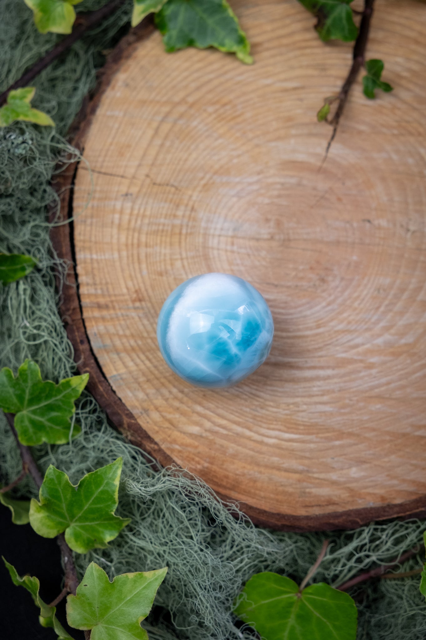 Larimar Sphere High Grade Crystal Stone Gem Genuine Authentic Rare Ethically Sourced Blue Larimar from Dominican Republic for Calm Healing