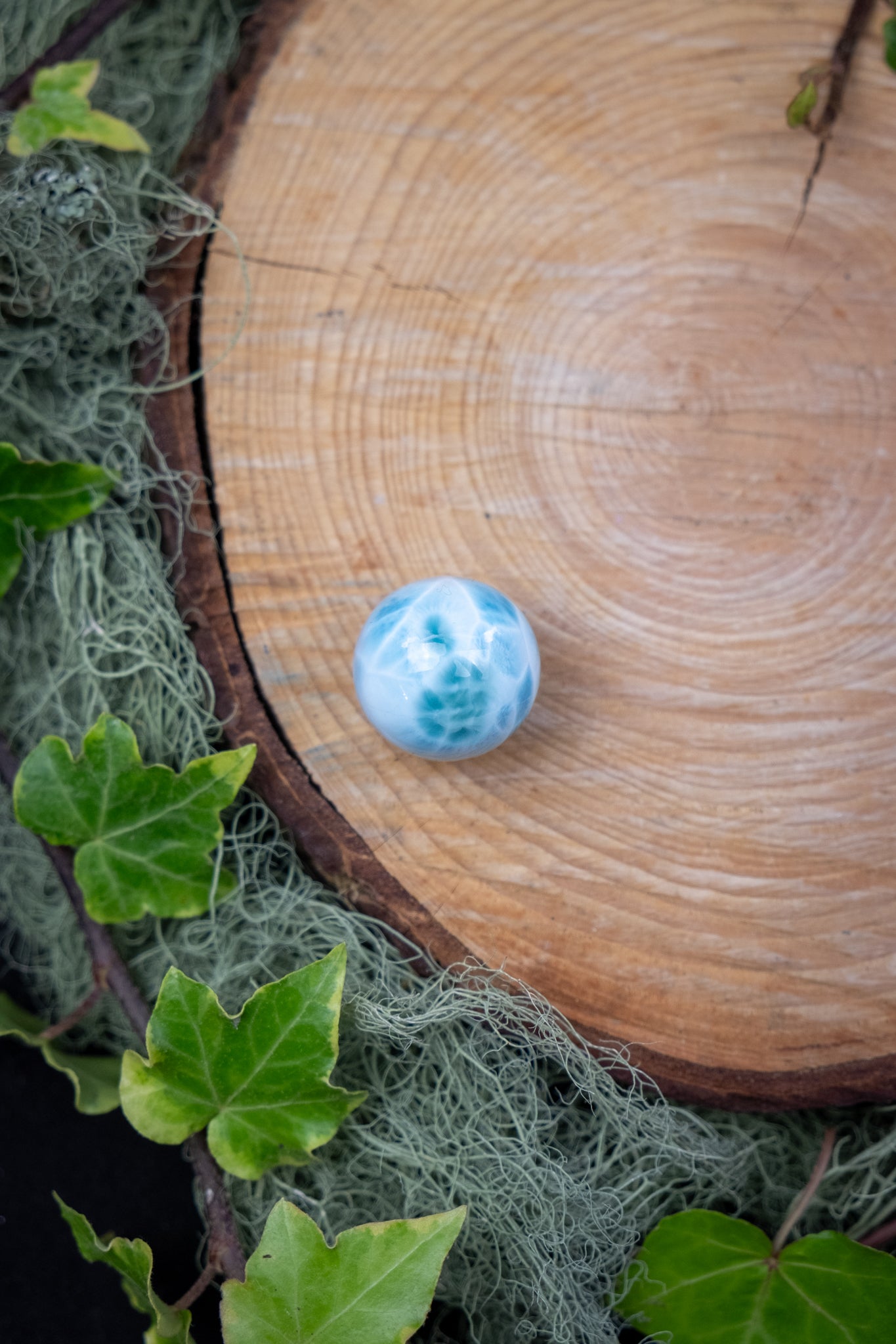Larimar Sphere High Grade Crystal Stone Gem Genuine Authentic Rare Ethically Sourced Blue Larimar from Dominican Republic for Calm Healing