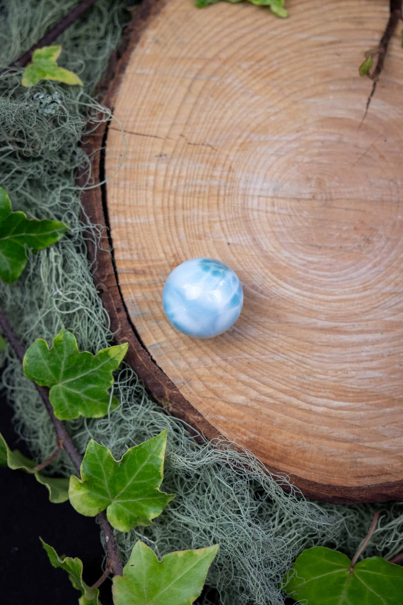 Larimar Sphere High Grade Crystal Stone Gem Genuine Authentic Rare Ethically Sourced Blue Larimar from Dominican Republic for Calm Healing