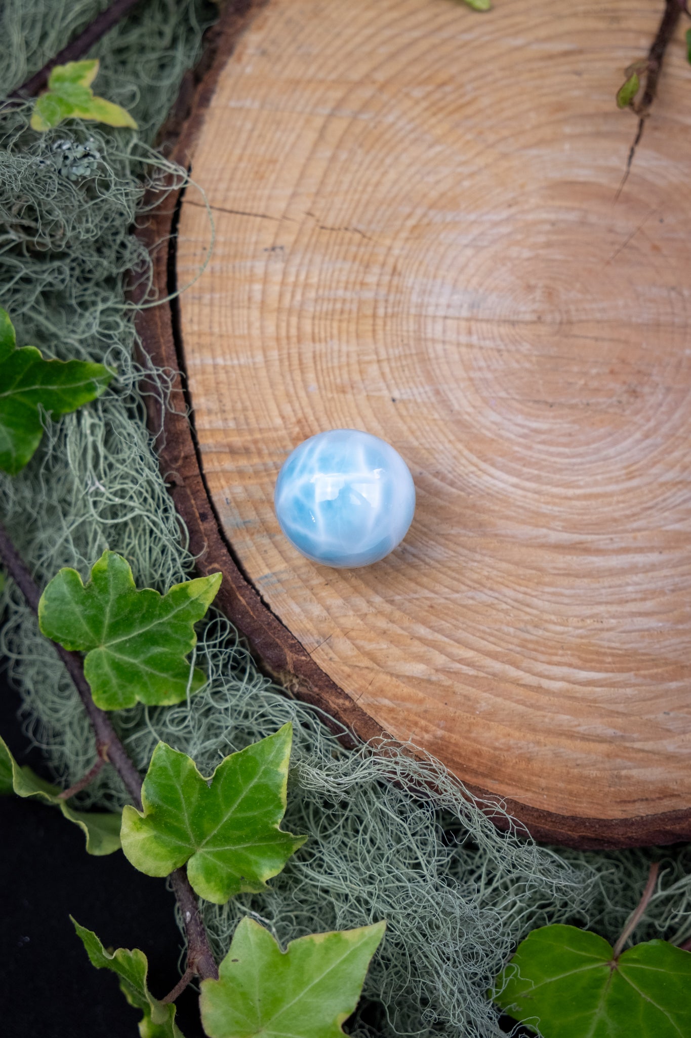 Larimar Sphere High Grade Crystal Stone Gem Genuine Authentic Rare Ethically Sourced Blue Larimar from Dominican Republic for Calm Healing