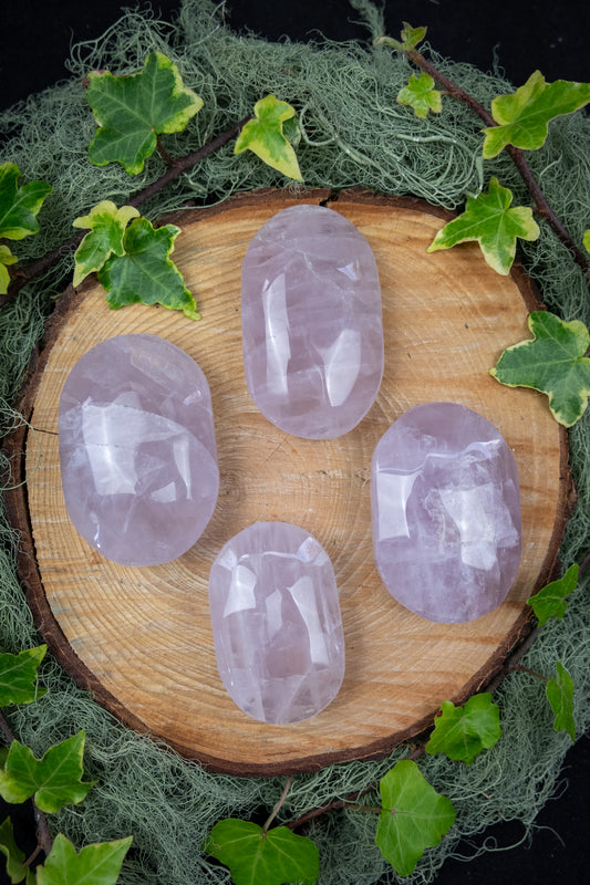 Rose Quartz Palm Stone Crystal Gem, High Grade Lilac Rose Quartz for Heart Healing and Emotional Balance