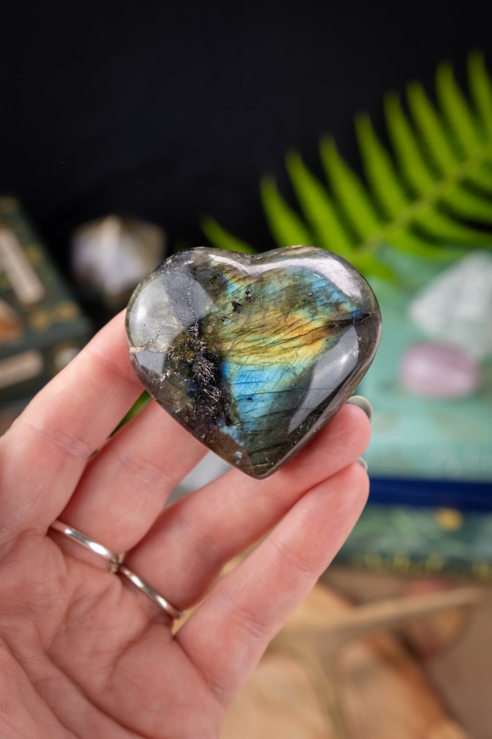 Labradorite crystal hearts, Crystal for intuition.