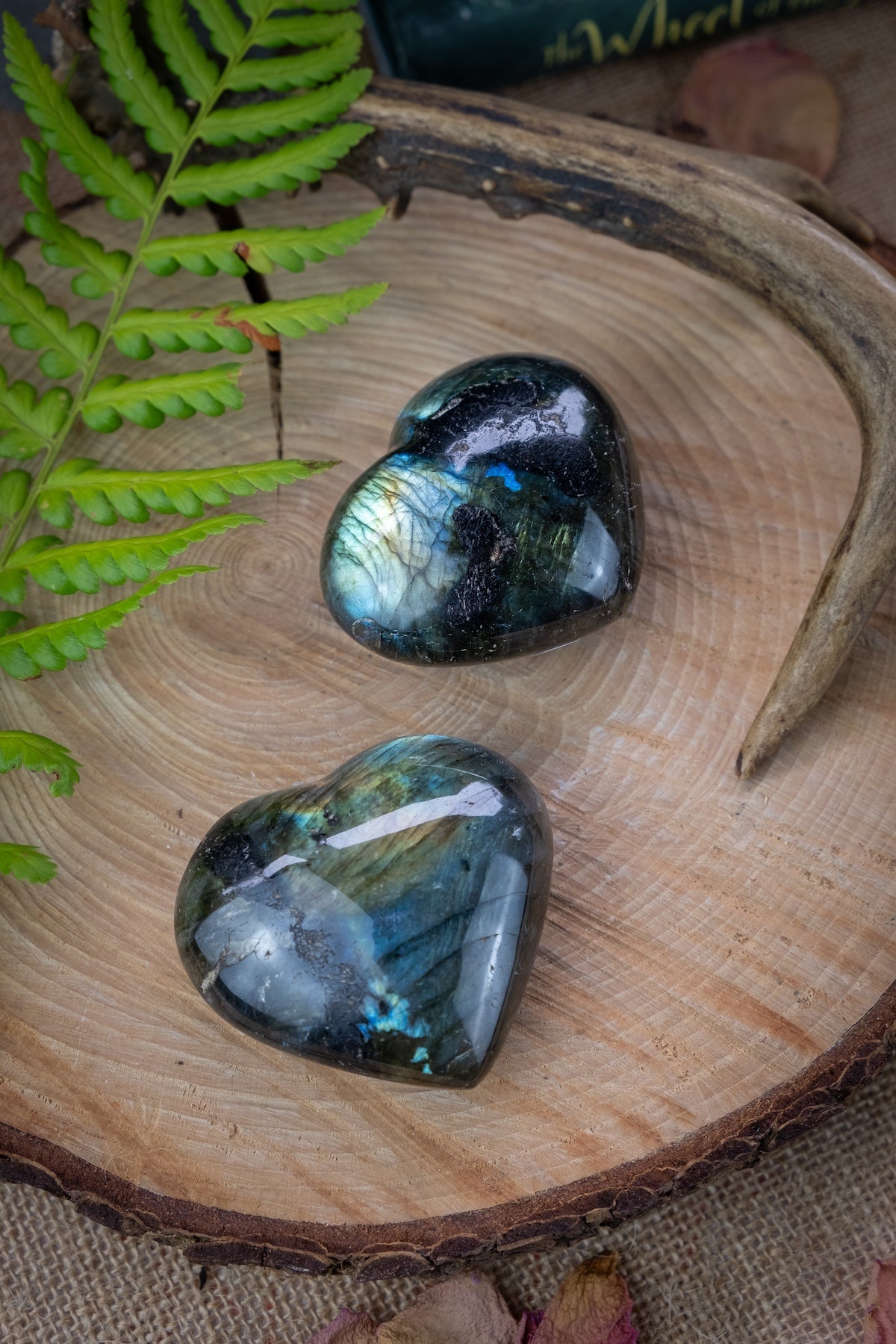 Labradorite crystal hearts, Crystal for intuition.