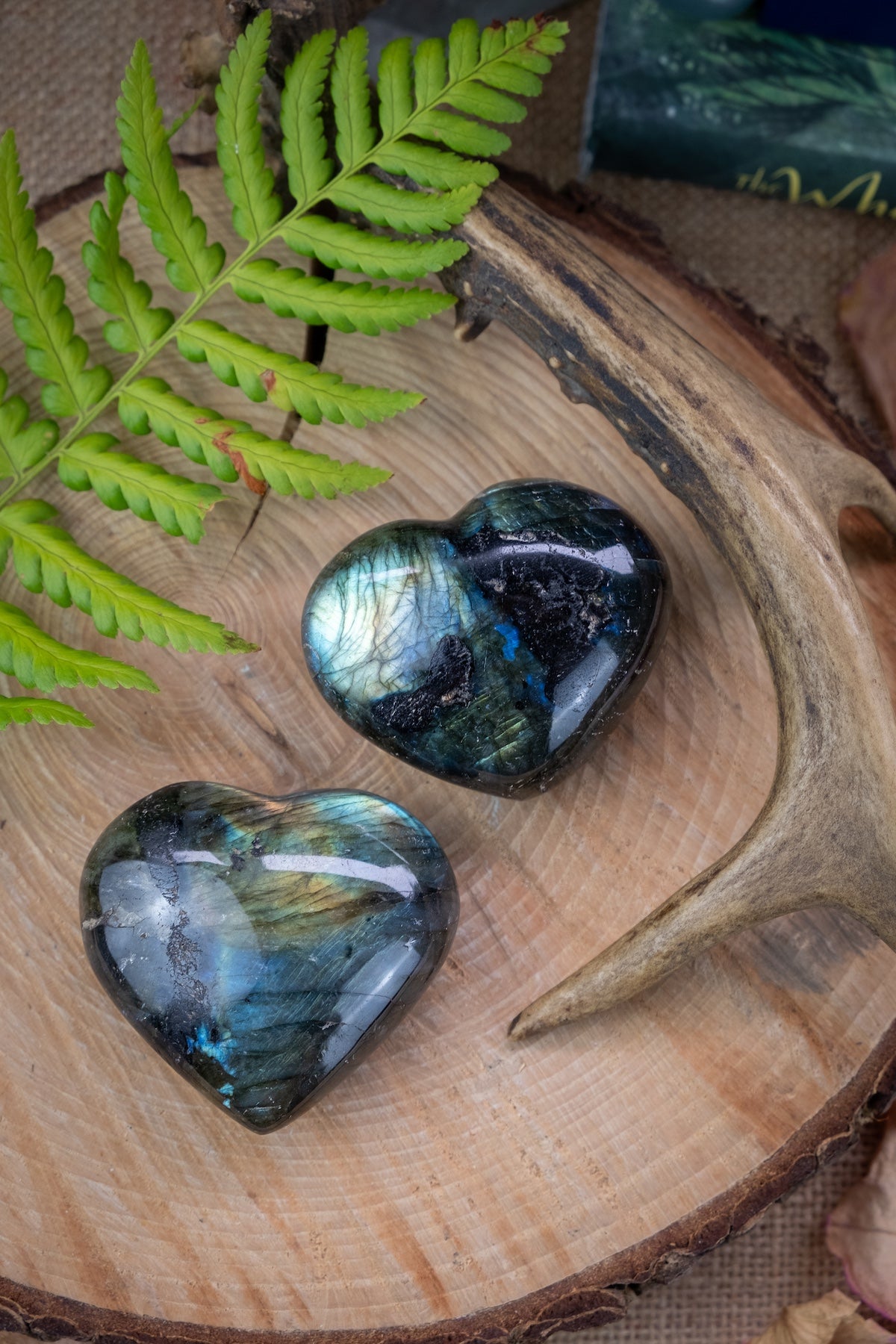 Labradorite crystal hearts, Crystal for intuition.