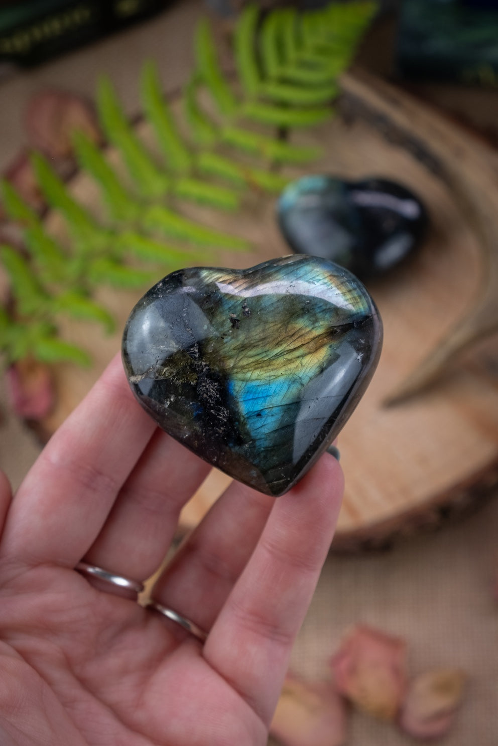 Labradorite crystal hearts, Crystal for intuition.