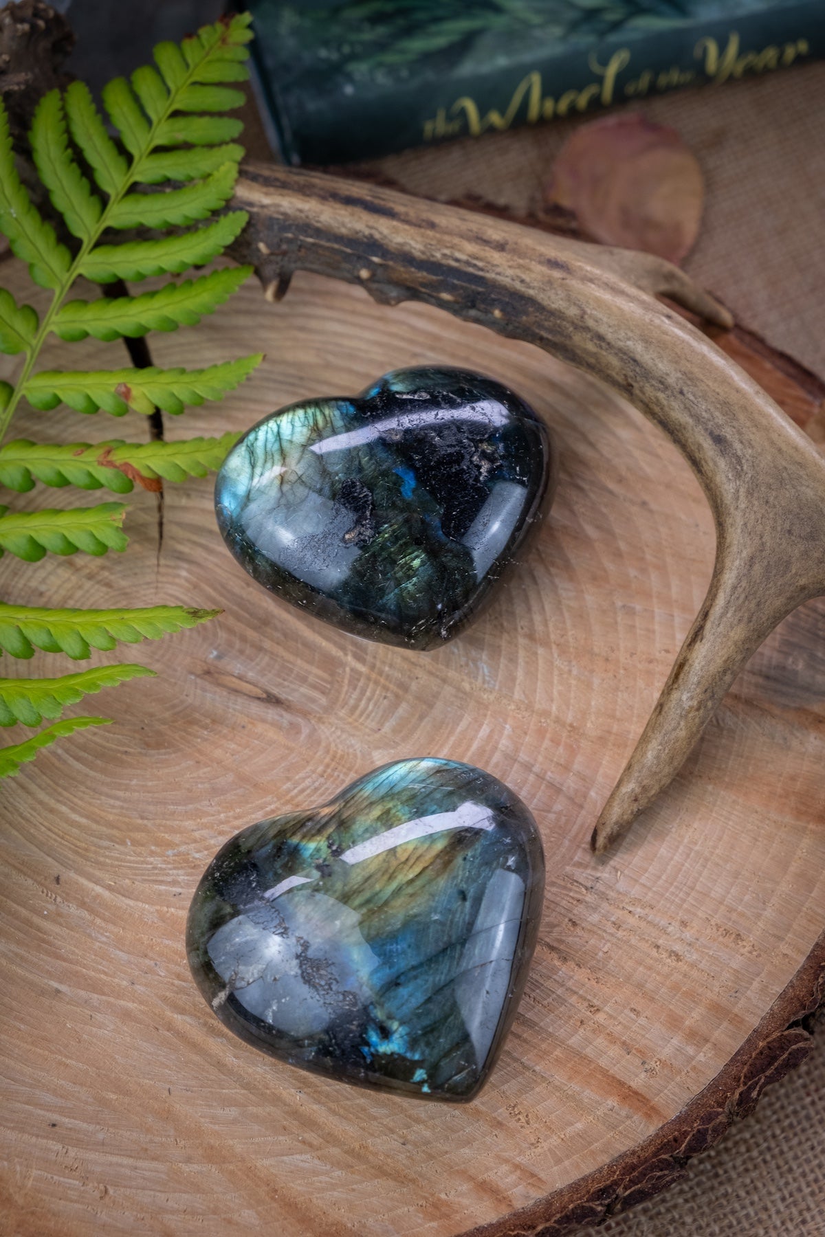 Labradorite crystal hearts, Crystal for intuition.