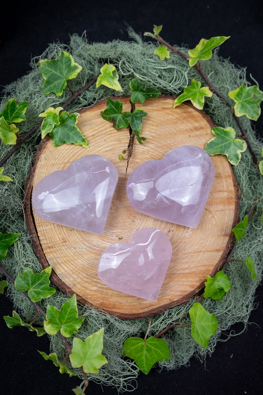 Rose Quartz Heart Crystal Gem, High Grade Lilac Rose Quartz Stone for Love Healing and Calm Energy
