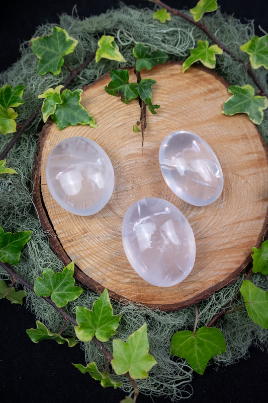 High Grade Girasol Quartz Palm Stone, Ethically Sourced Crystal Gem for Clarity Healing Calm Energy