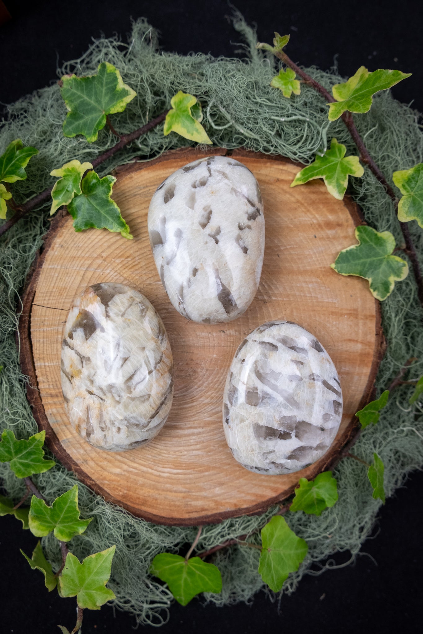 Rare Moonstone Palm Stone, Smokey Quartz Palm Stone from Madagascar, High Grade Healing Crystal Gem for Intuition Clarity Balance