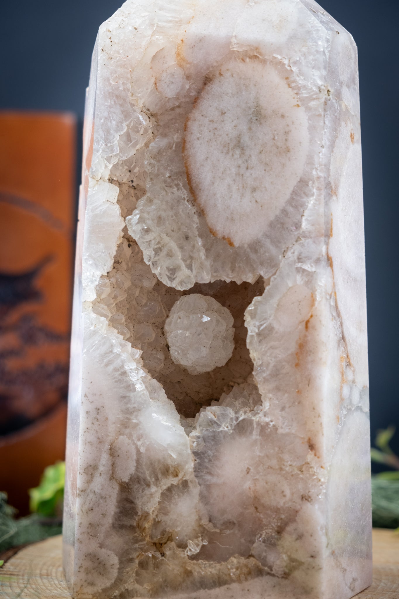 Pink Amethyst Point Crystal, Rare Pink Amethyst Gemstone Tower with Drusy Cave and Drusy Flower, High Grade Stone for Calm Love and Healing