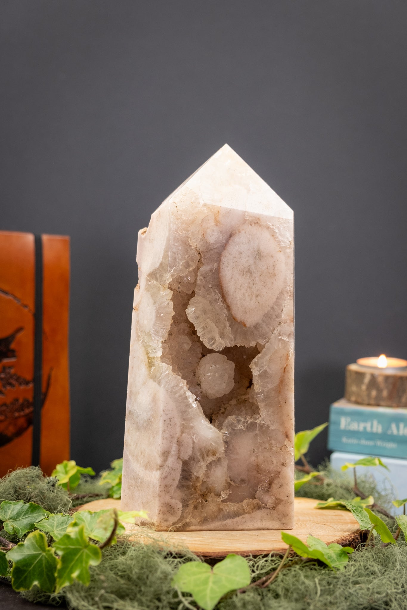 Pink Amethyst Point Crystal, Rare Pink Amethyst Gemstone Tower with Drusy Cave and Drusy Flower, High Grade Stone for Calm Love and Healing