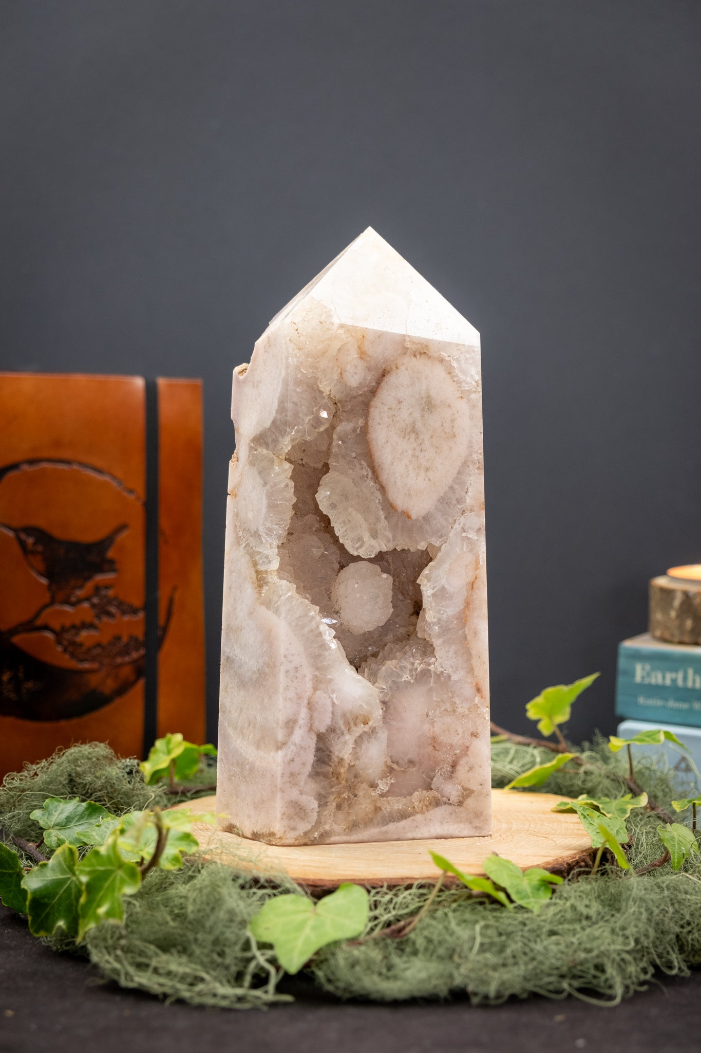 Pink Amethyst Point Crystal, Rare Pink Amethyst Gemstone Tower with Drusy Cave and Drusy Flower, High Grade Stone for Calm Love and Healing