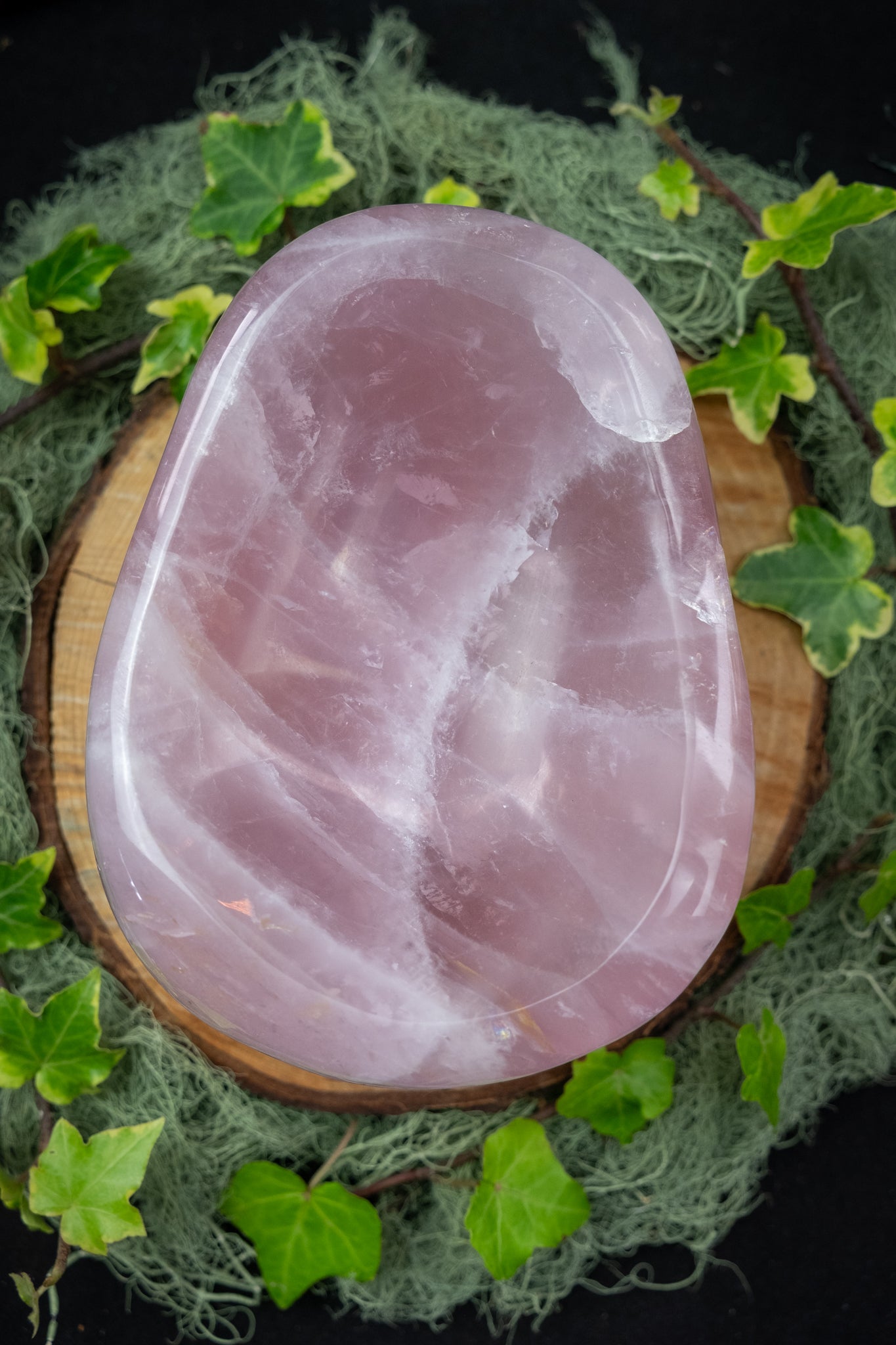 Rose Quartz Bowl, Large Chunky Rose Quartz Gemstone Bowl for Love, Healing and Heart Energy