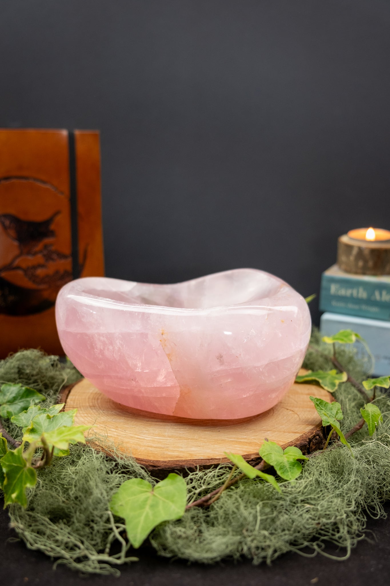 Rose Quartz Bowl, Large Chunky Rose Quartz Gemstone Bowl for Love, Healing and Heart Energy