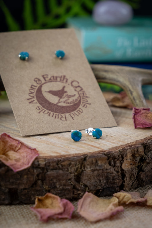 Peruvian Blue Opal Stud Earrings