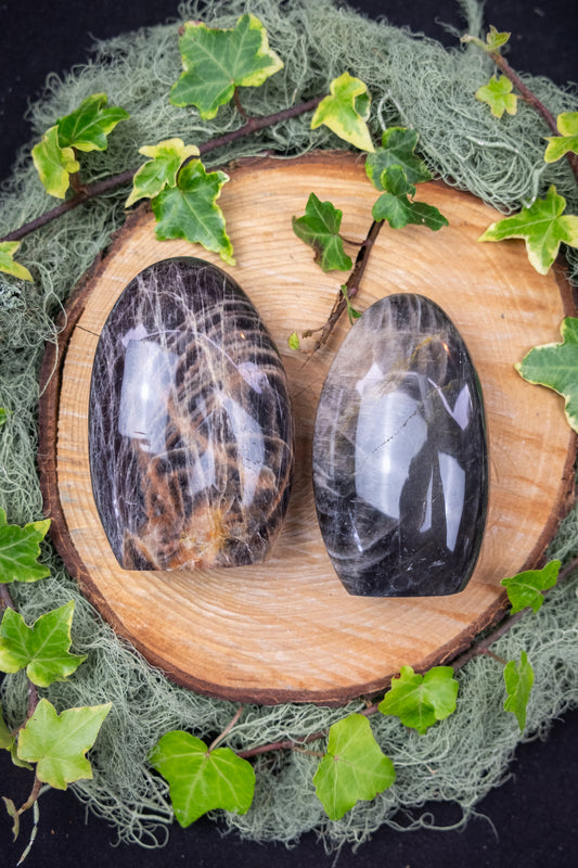 Black Moonstone Freeform Crystal Stone for Intuition Emotional Healing Feminine Energy Support Madagascar Gem