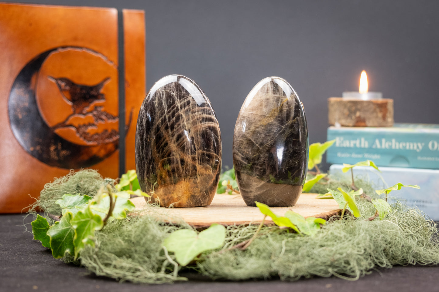 Black Moonstone Freeform Crystal Stone for Intuition Emotional Healing Feminine Energy Support Madagascar Gem