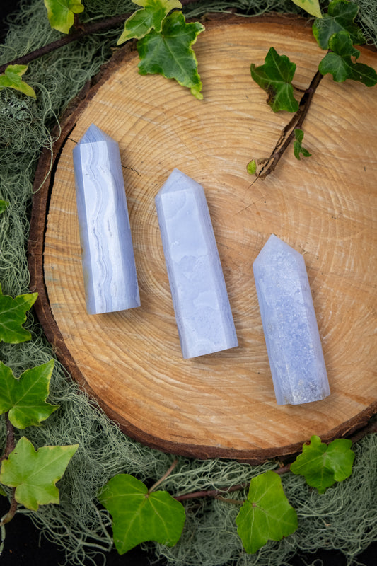 Blue Lace Agate Point, High Grade Blue Lace Agate Crystal, Calming Stone for Peace and Communication, Rare Gem Quality, Intuitively Chosen