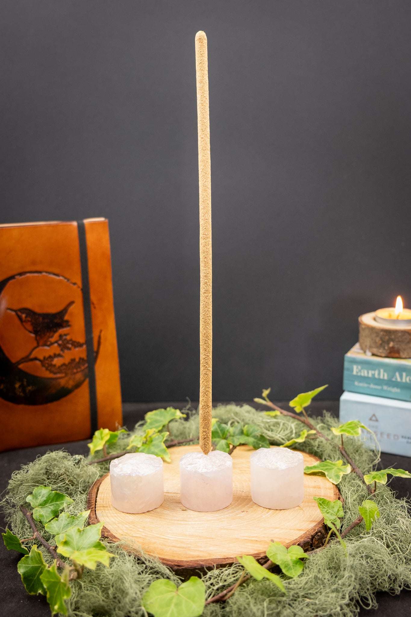 Rose Aura Incense Holder, High Grade Rose Aura Crystal Incense Stand, Ritual Crystal for Cleansing Calm Energy and Sacred Space Creation