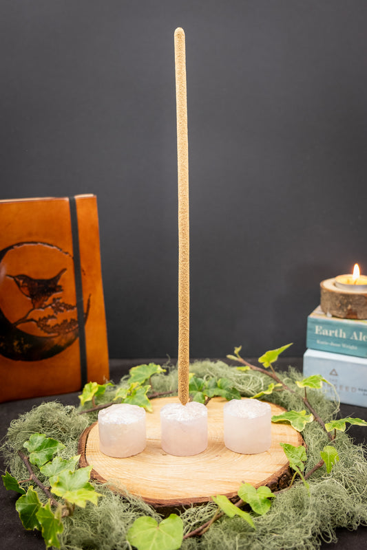 Rose Aura Incense Holder, High Grade Rose Aura Crystal Incense Stand, Ritual Crystal for Cleansing Calm Energy and Sacred Space Creation