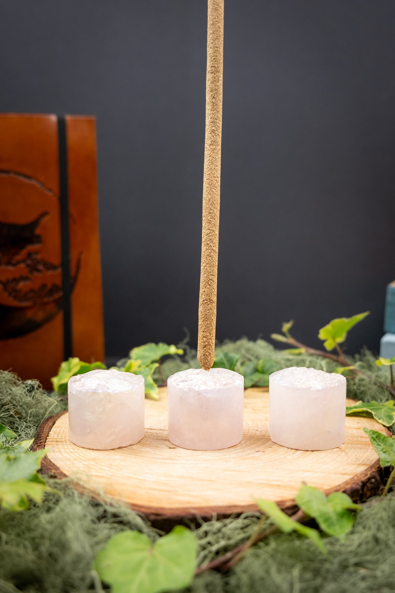 Rose Aura Incense Holder, High Grade Rose Aura Crystal Incense Stand, Ritual Crystal for Cleansing Calm Energy and Sacred Space Creation