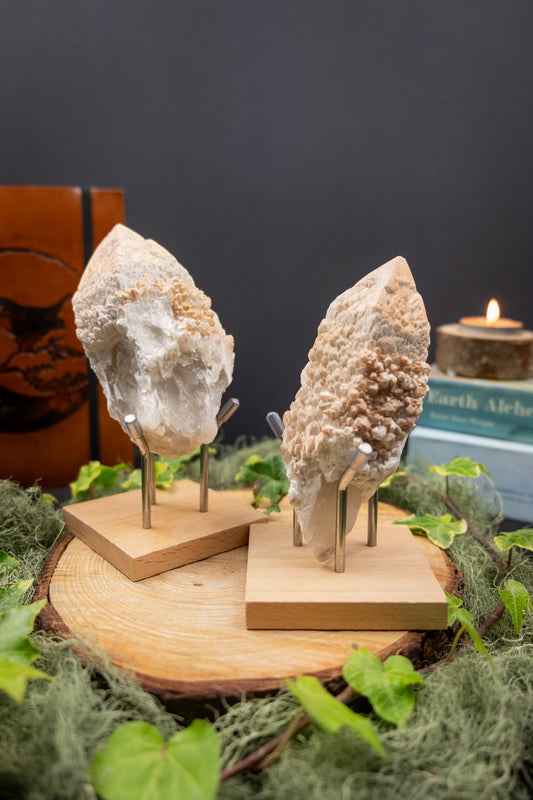 Candle Quartz Crystal Specimen on Stand, High Grade Candle Quartz Stone, Healing Crystal for Light, Clarity, Transformation, Ethical Gem