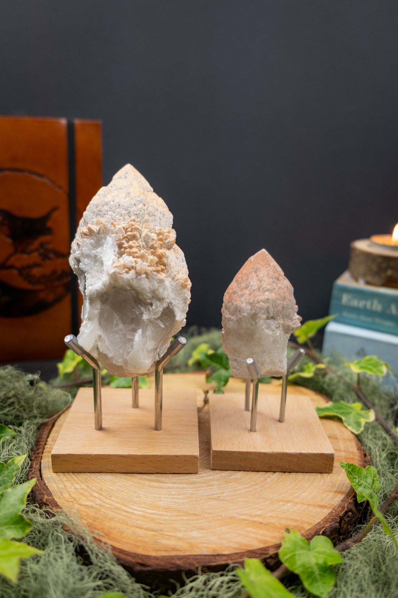 Candle Quartz Crystal Specimen on Stand, High Grade Candle Quartz Stone, Healing Crystal for Light, Clarity, Transformation, Ethical Gem