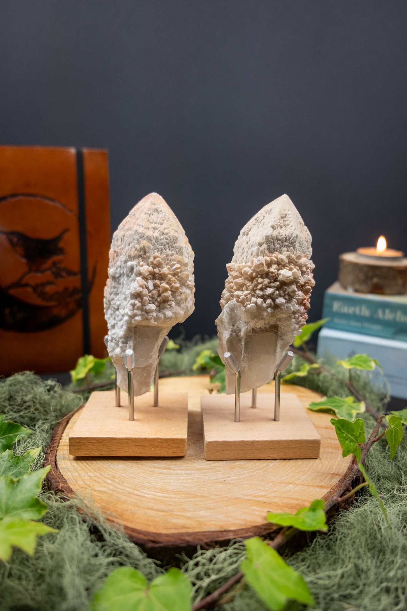 Candle Quartz Crystal Specimen on Stand, High Grade Candle Quartz Stone, Healing Crystal for Light, Clarity, Transformation, Ethical Gem