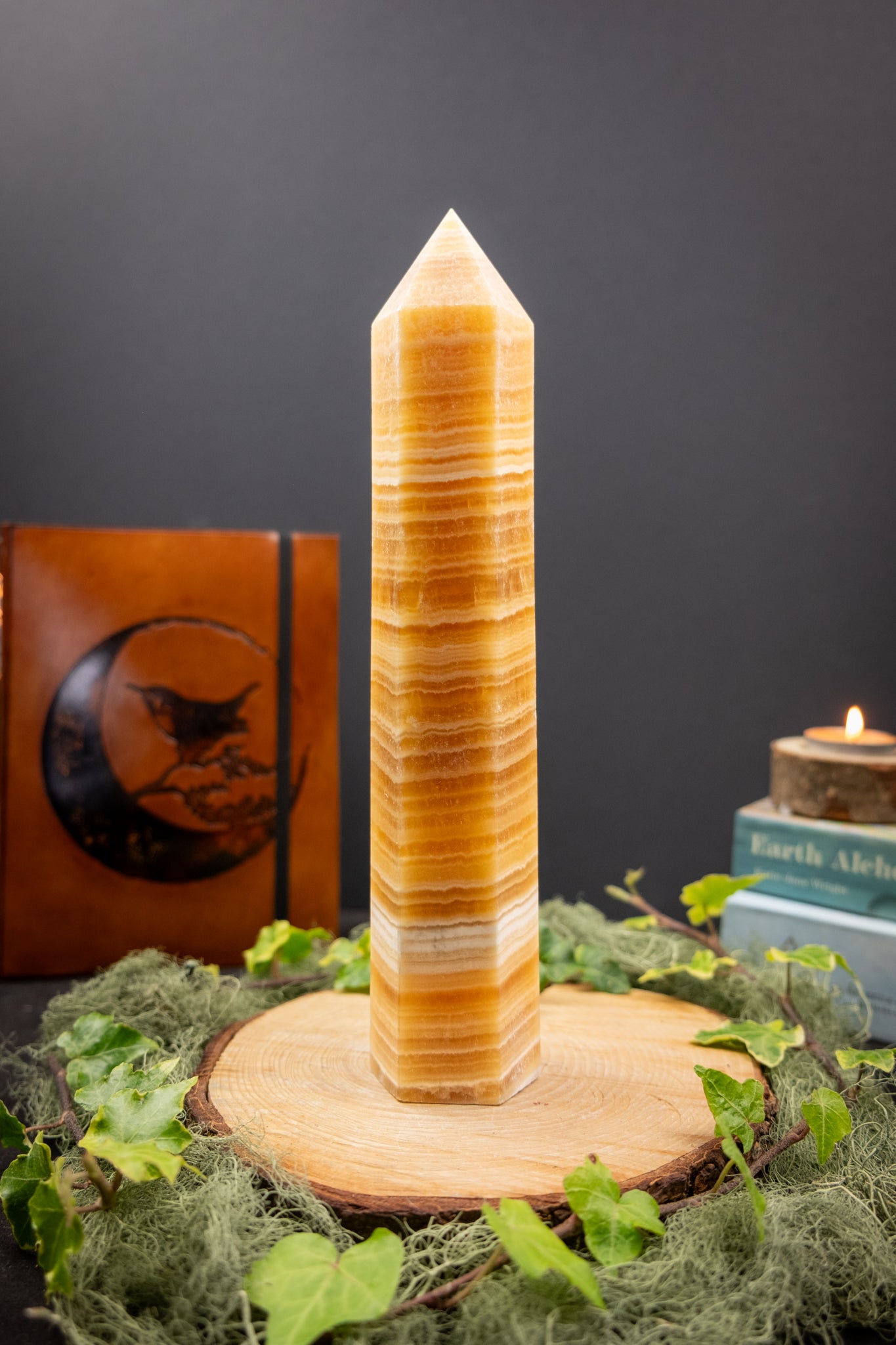 Large Orange Calcite Point Crystal, High Grade Uplifting Stone for Creativity Energy Clearing and Emotional Balance