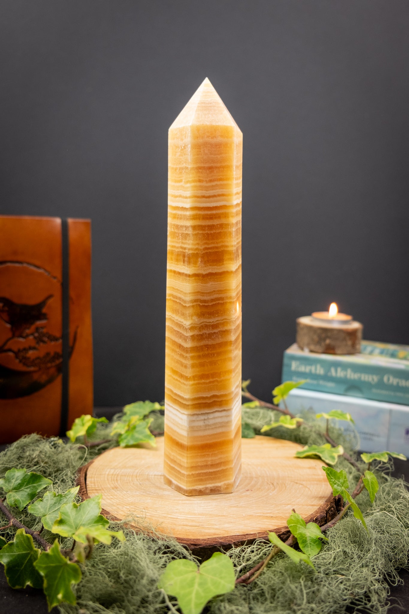 Large Orange Calcite Point Crystal, High Grade Uplifting Stone for Creativity Energy Clearing and Emotional Balance