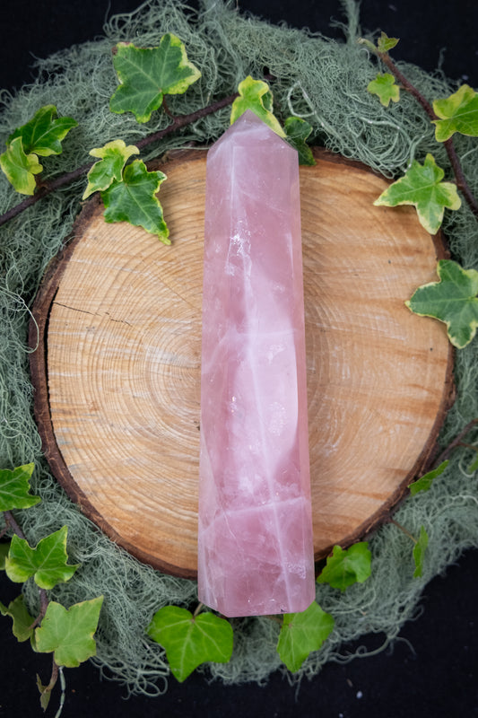 High Grade Rose Quartz Obelisk Madagascar, Gem Quality Rose Quartz Tower, Premium Pink Crystal Point for Heart Healing and Calm