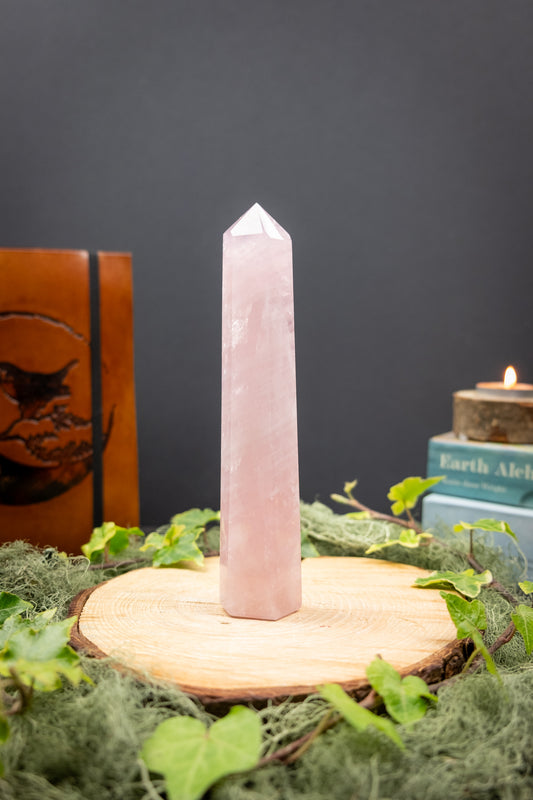 High Grade Rose Quartz Obelisk Madagascar, Gem Quality Rose Quartz Tower, Premium Pink Crystal Point for Heart Healing and Calm