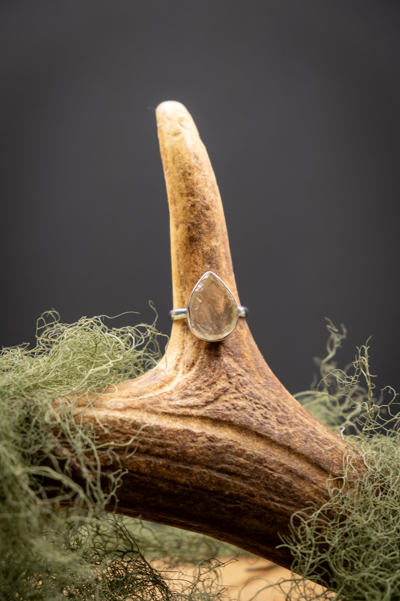 Rare Libyan Desert Glass Ring, Sterling Silver Crystal Ring, High Grade Yellow Tektite Gem Stone Jewellery, One of a Kind Size N