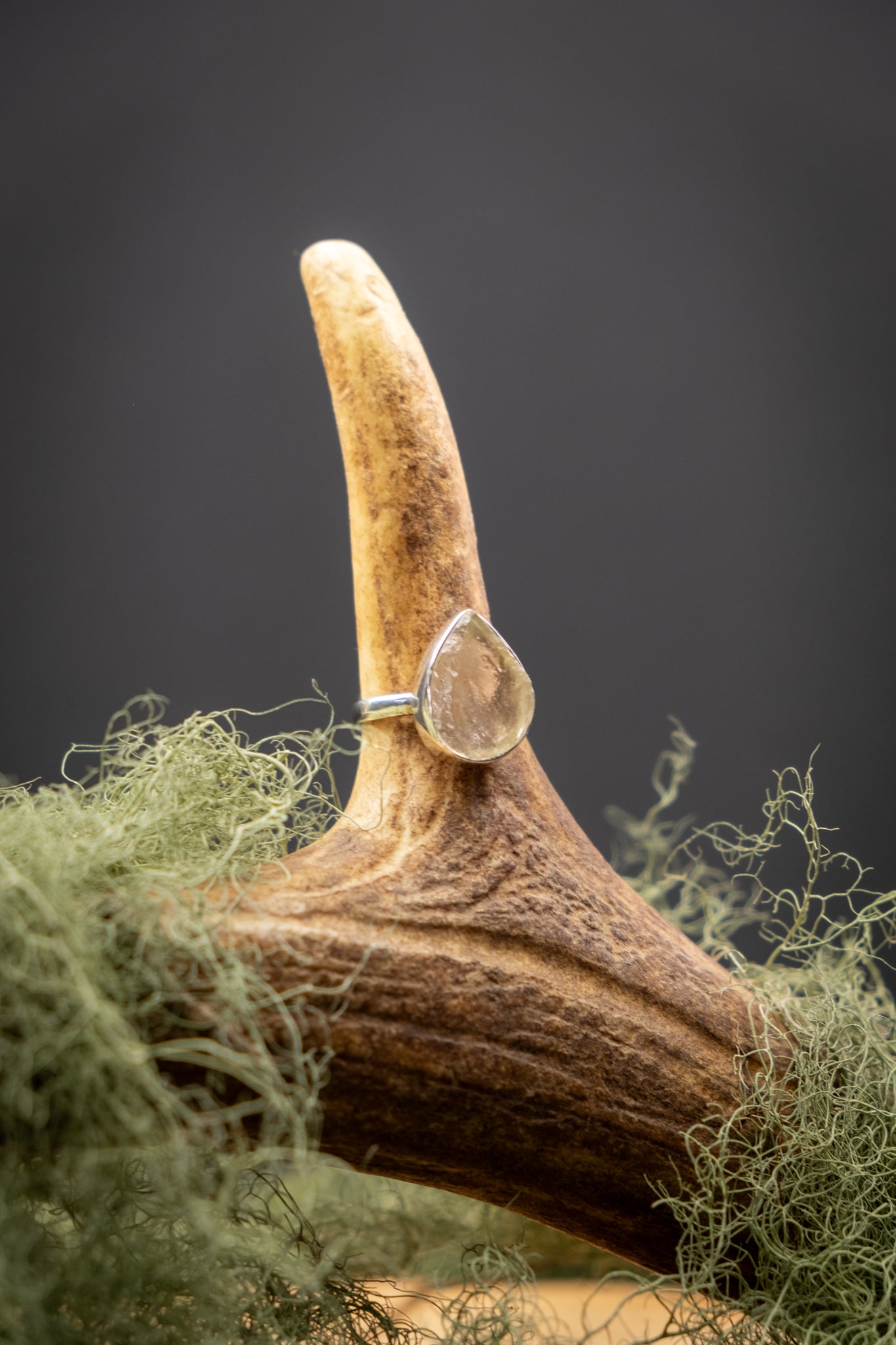 Rare Libyan Desert Glass Ring, Sterling Silver Crystal Ring, High Grade Yellow Tektite Gem Stone Jewellery, One of a Kind Size N