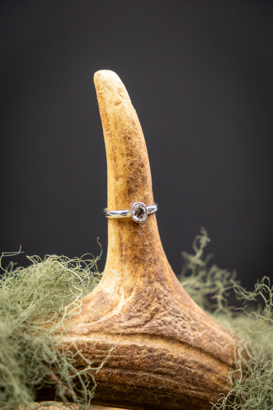 High Grade Herkimer Diamond Sterling Silver Ring, Size L, Raw Quartz Crystal Ring, Clarity and High Vibration Stone, Ethically Sourced USA