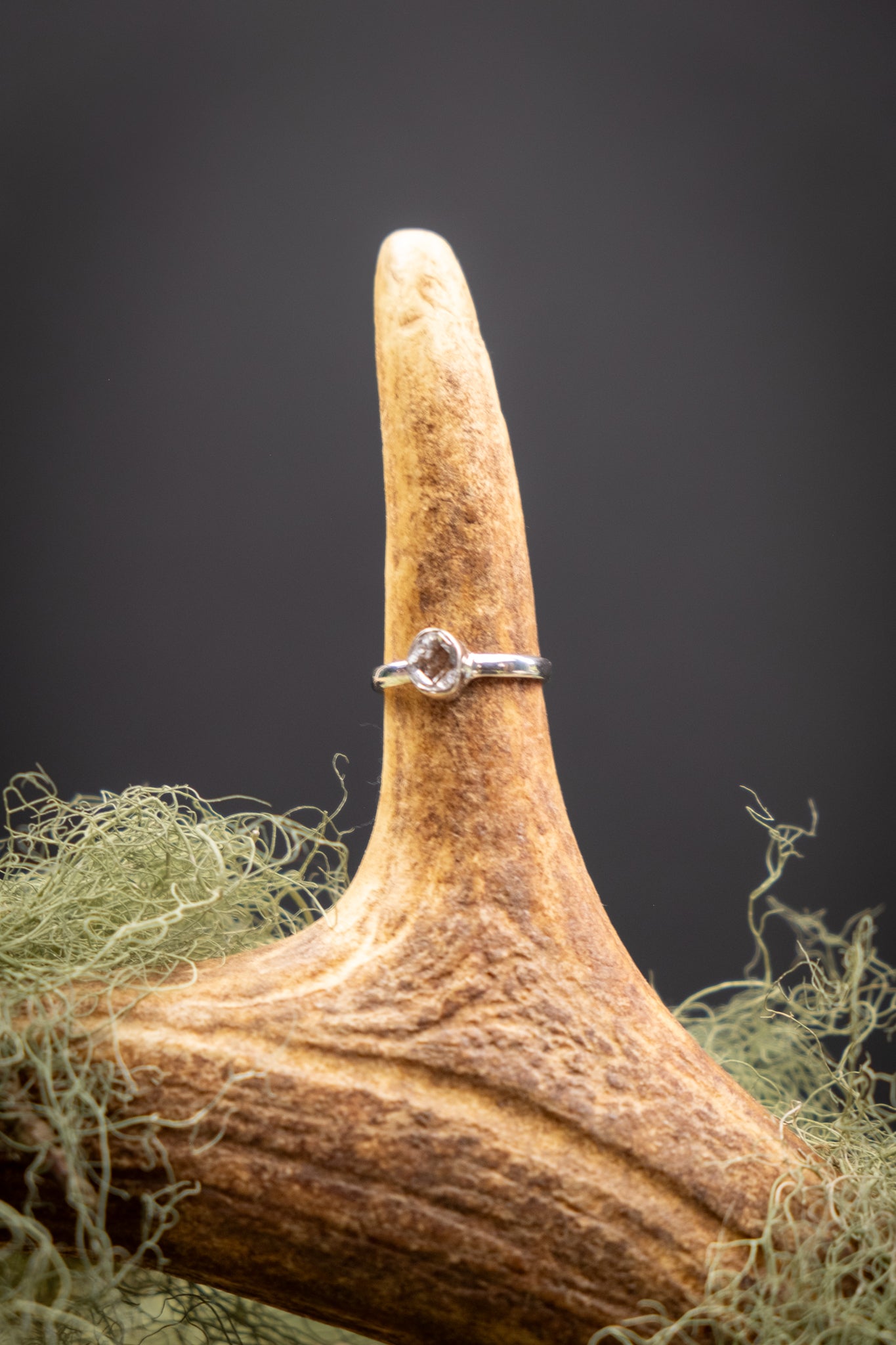 High Grade Herkimer Diamond Sterling Silver Ring, Size L, Raw Quartz Crystal Ring, Clarity and High Vibration Stone, Ethically Sourced USA