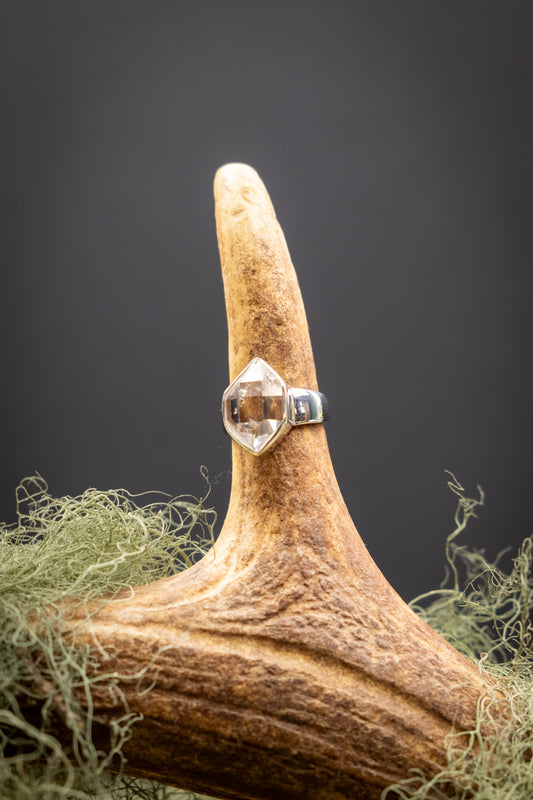 Herkimer Diamond Sterling Silver Ring High Grade Natural Quartz Gemstone Ring Ethical Crystal Jewellery