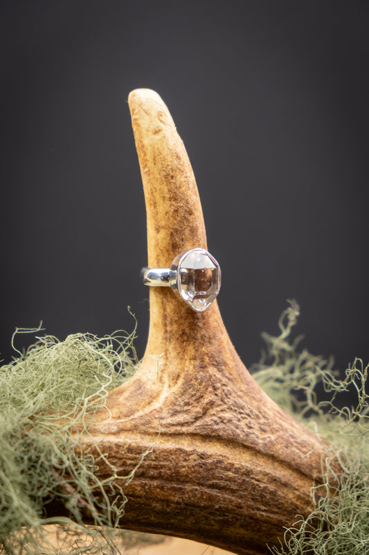 Herkimer Diamond Sterling Silver Ring High Grade Natural Quartz Gemstone Ring Ethical Crystal Jewellery