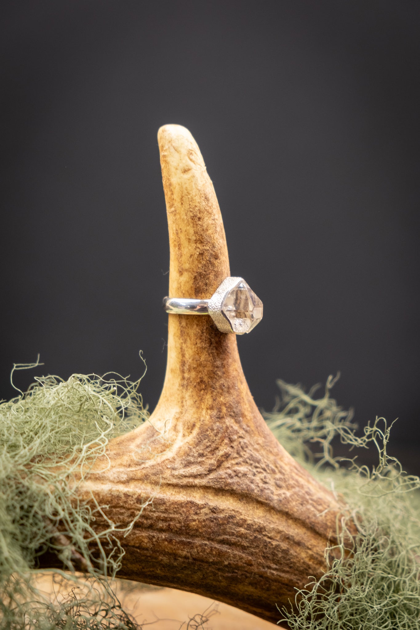 Herkimer Diamond Ring, Sterling Silver Gemstone Ring, Statement Crystal Ring for Clarity and High Vibration Energy