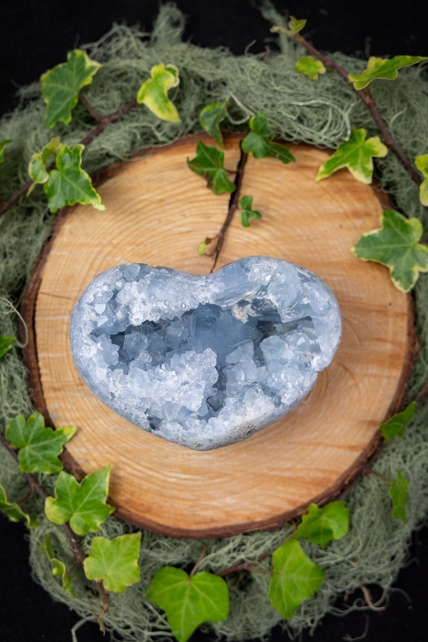 Celestite Crystal Heart, High Grade Polished Celestite Stone for Calm Sleep and Angelic Connection, Ethically Sourced Madagascar