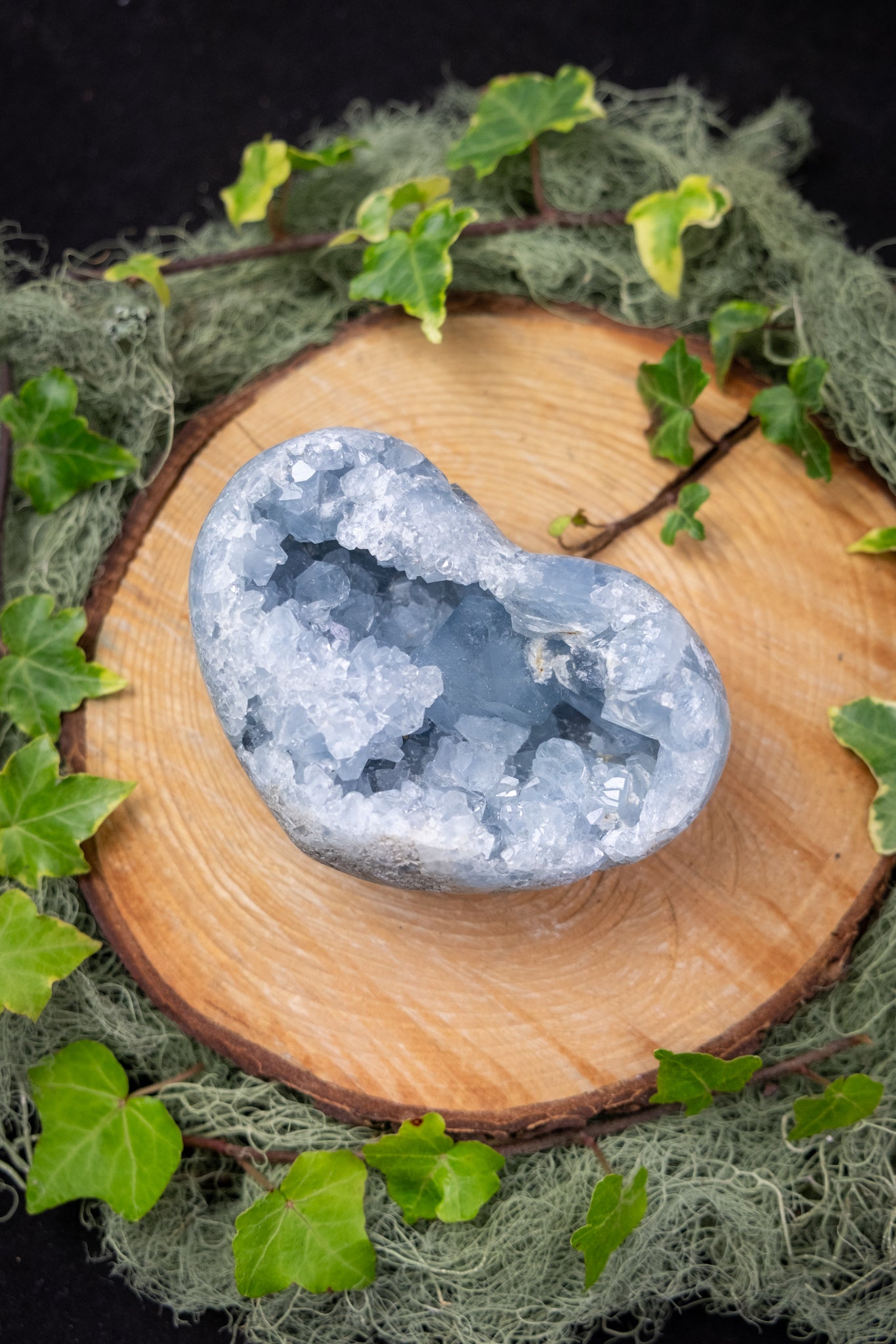 Celestite Crystal Heart, High Grade Polished Celestite Stone for Calm Sleep and Angelic Connection, Ethically Sourced Madagascar