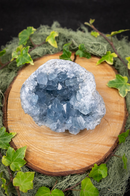 Celestite Geode Crystal, Natural Blue Celestine Geode for Calm Sleep and Spiritual Peace, Ethically Sourced Healing Stone