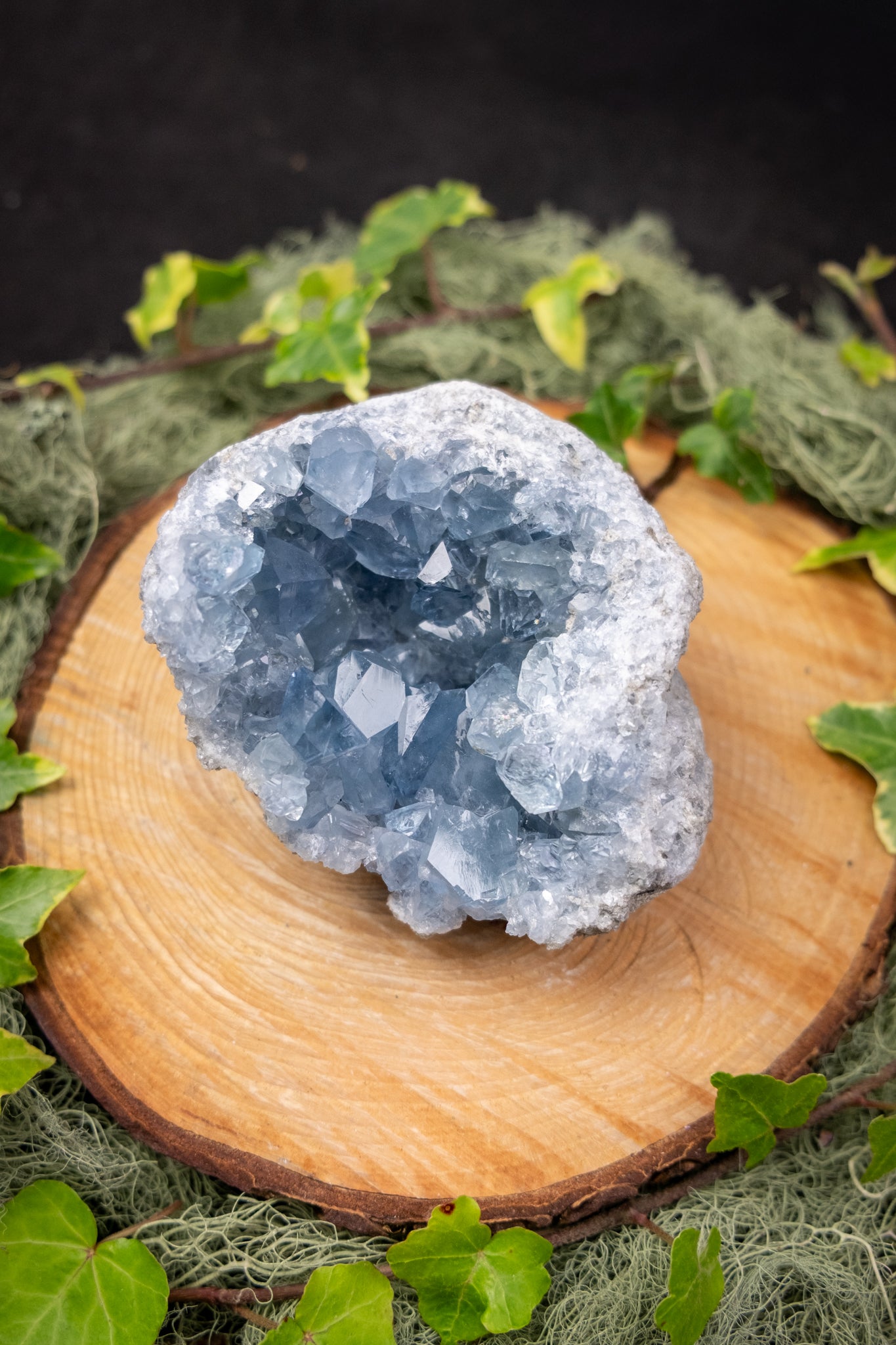 Celestite Geode Crystal, Natural Blue Celestine Geode for Calm Sleep and Spiritual Peace, Ethically Sourced Healing Stone