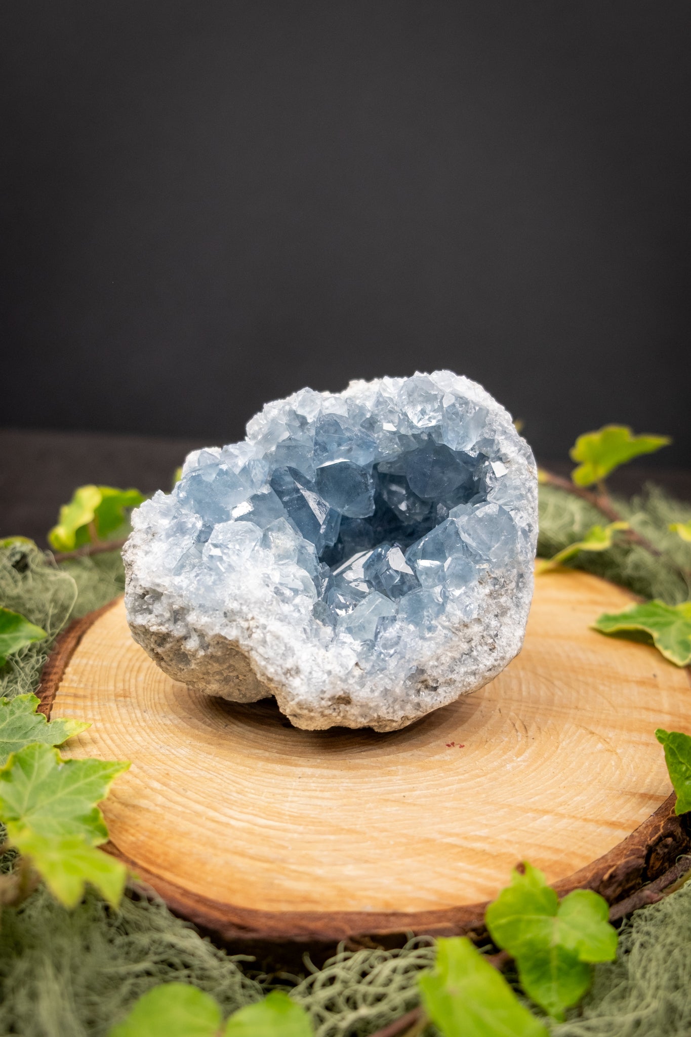 Celestite Geode Crystal, Natural Blue Celestine Geode for Calm Sleep and Spiritual Peace, Ethically Sourced Healing Stone